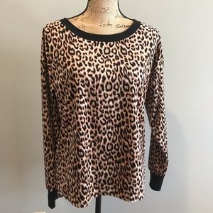 NWOT Betsey Johnson Leopard Fleece Long Sleeve Top